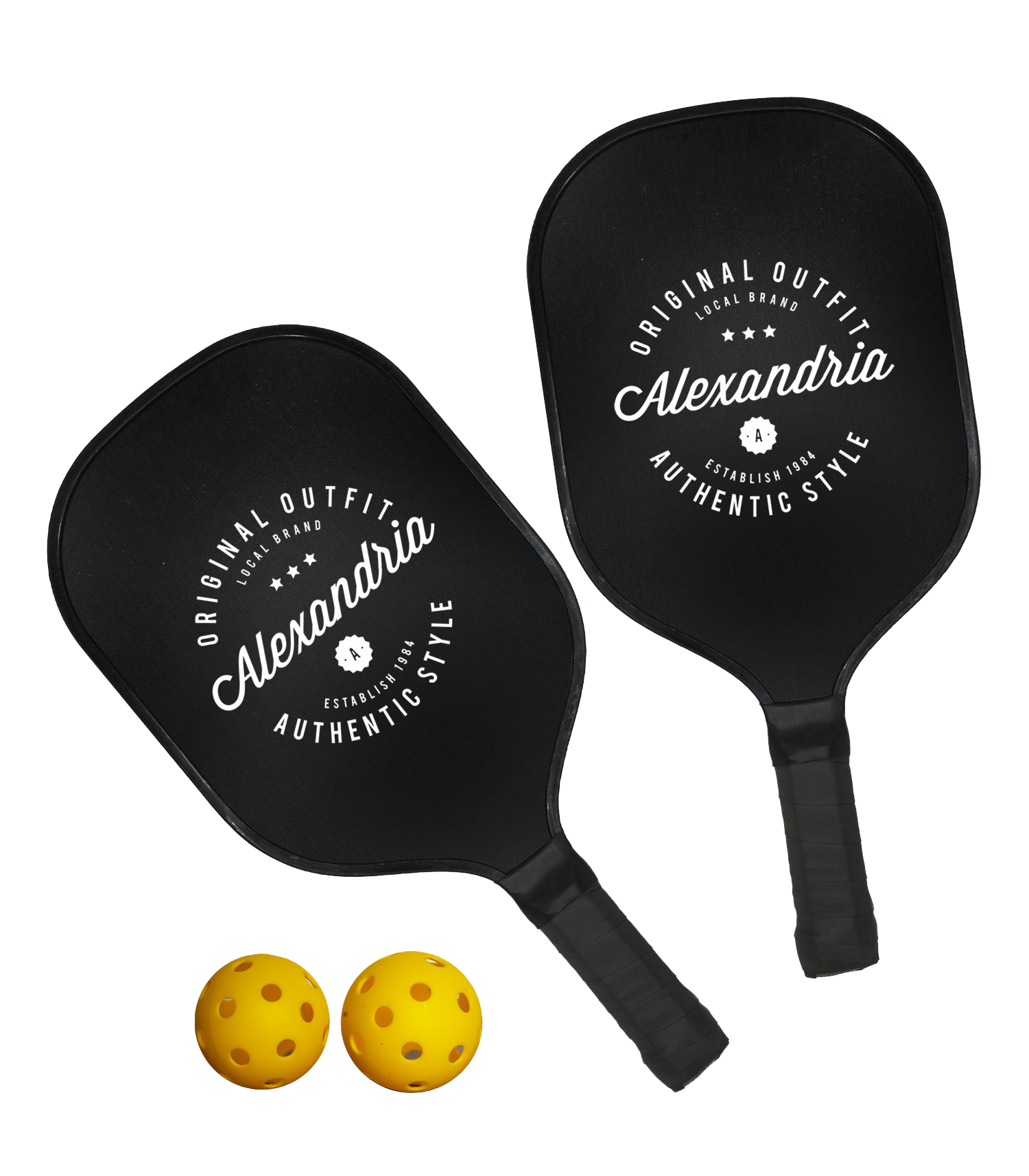 Black Smasher Pickleball Set Black (Screen Print)