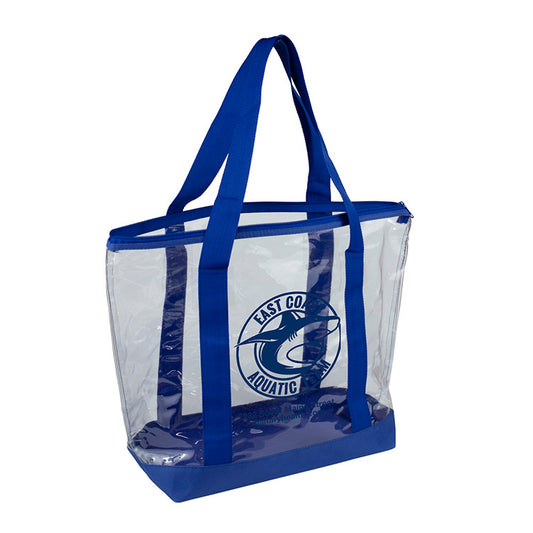 19”W x 13 ½”H x 6”Gusset - "BONDI" Jumbo Clear Zippered Tote Bag