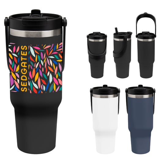 RECYCLED BLACK 40 Oz. Full Color Peak Intrepid Recycled Stainless Steel Tumbler