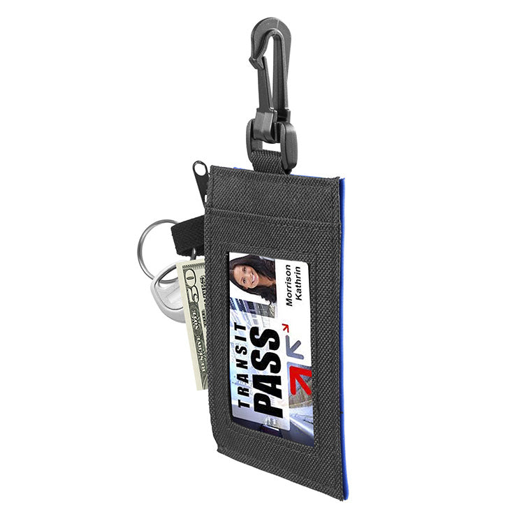 Mobile Tech Earbud Kit in Travel ID Wallet Components inserted into Zipper Pouch ID Wallet