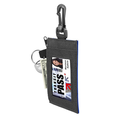 Mobile Tech Earbud Kit in Travel ID Wallet Components inserted into Zipper Pouch ID Wallet