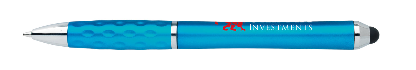 Front View of Turquoise with Black Ink Good Value™ Tev Metallic Stylus Pen