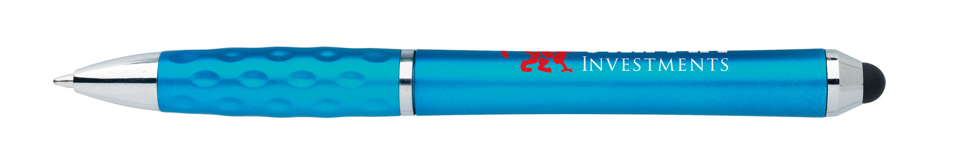 Front View of Turquoise with Black Ink Good Value™ Tev Metallic Stylus Pen