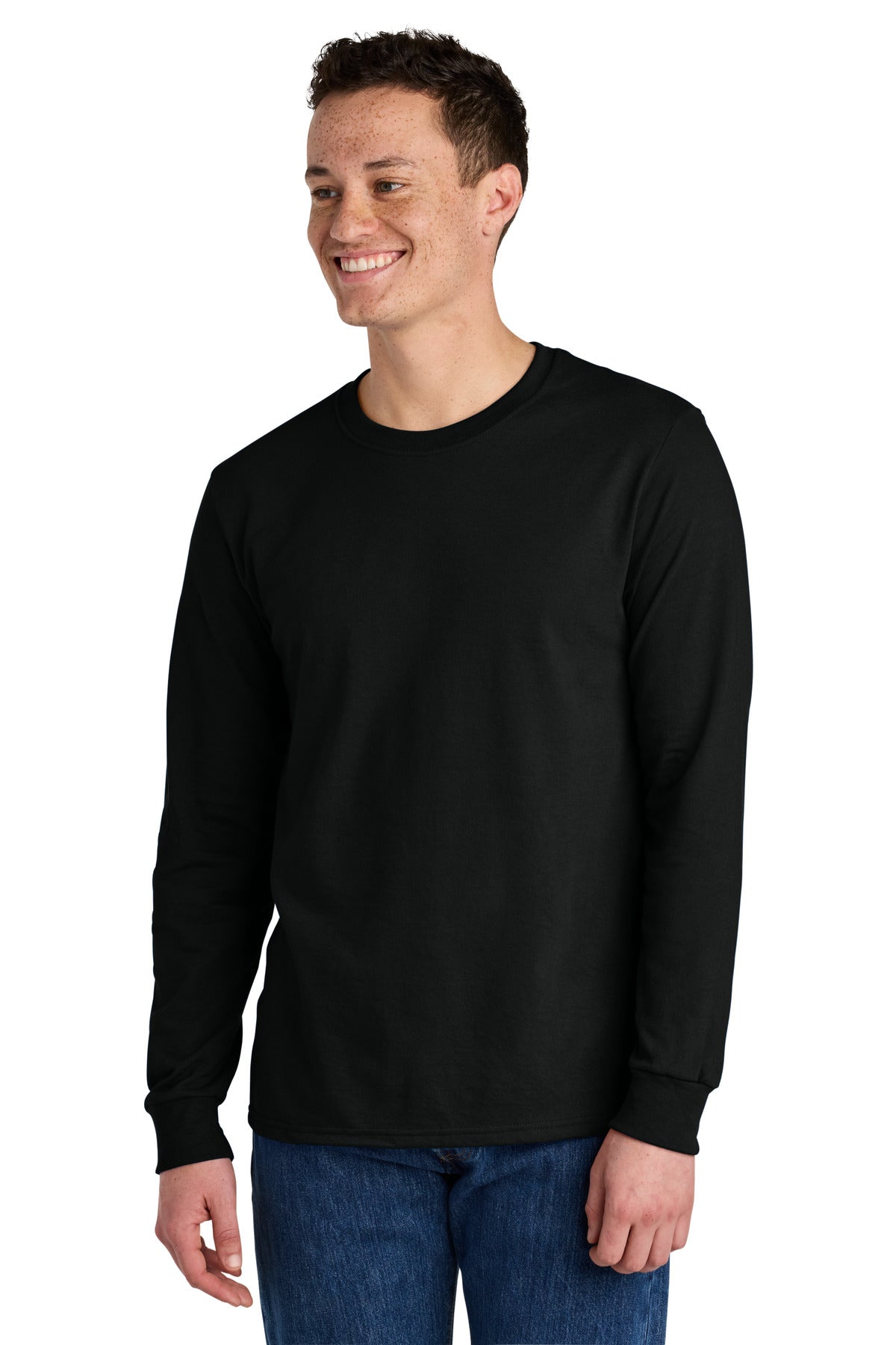 Front View of BlackInk Jerzees Premium Blend Ring Spun Long Sleeve T-Shirt 560LS  - S