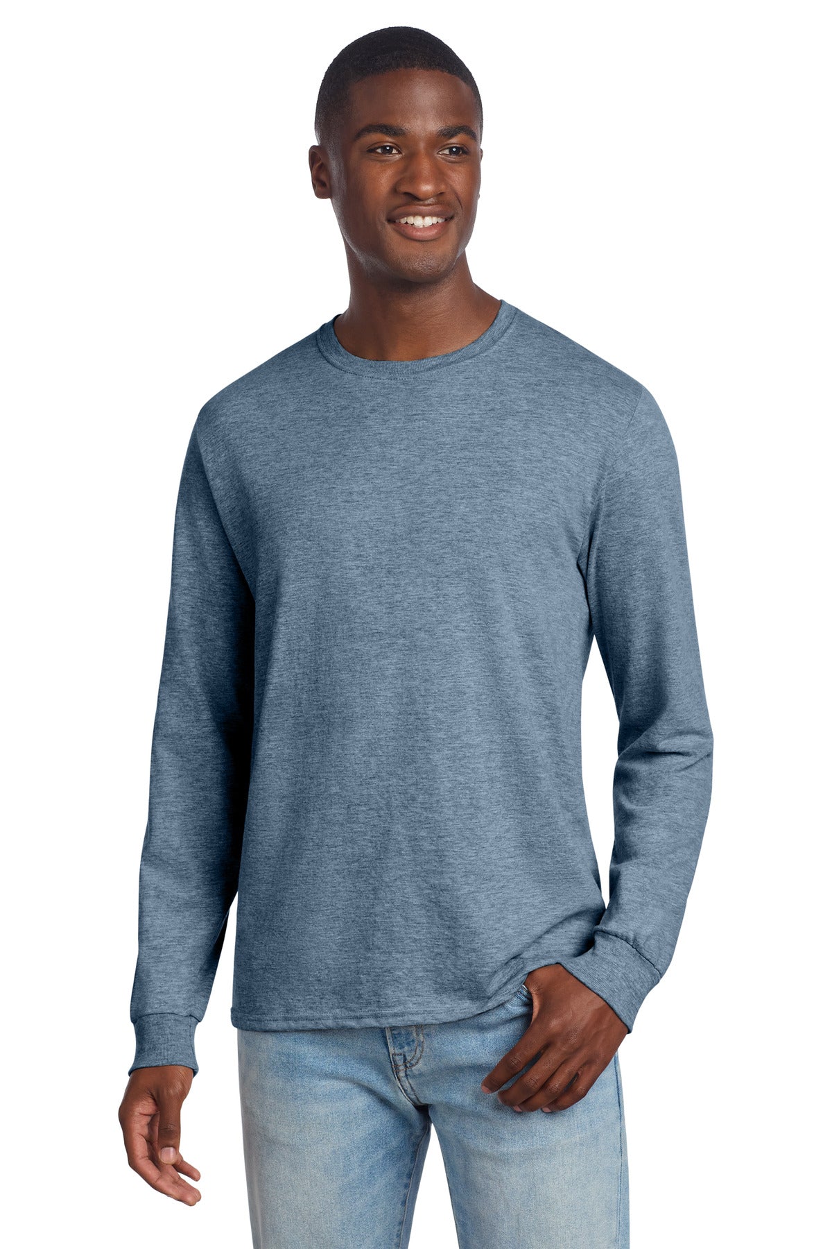 SanMar 560LS_denimheather_model_front.jpg