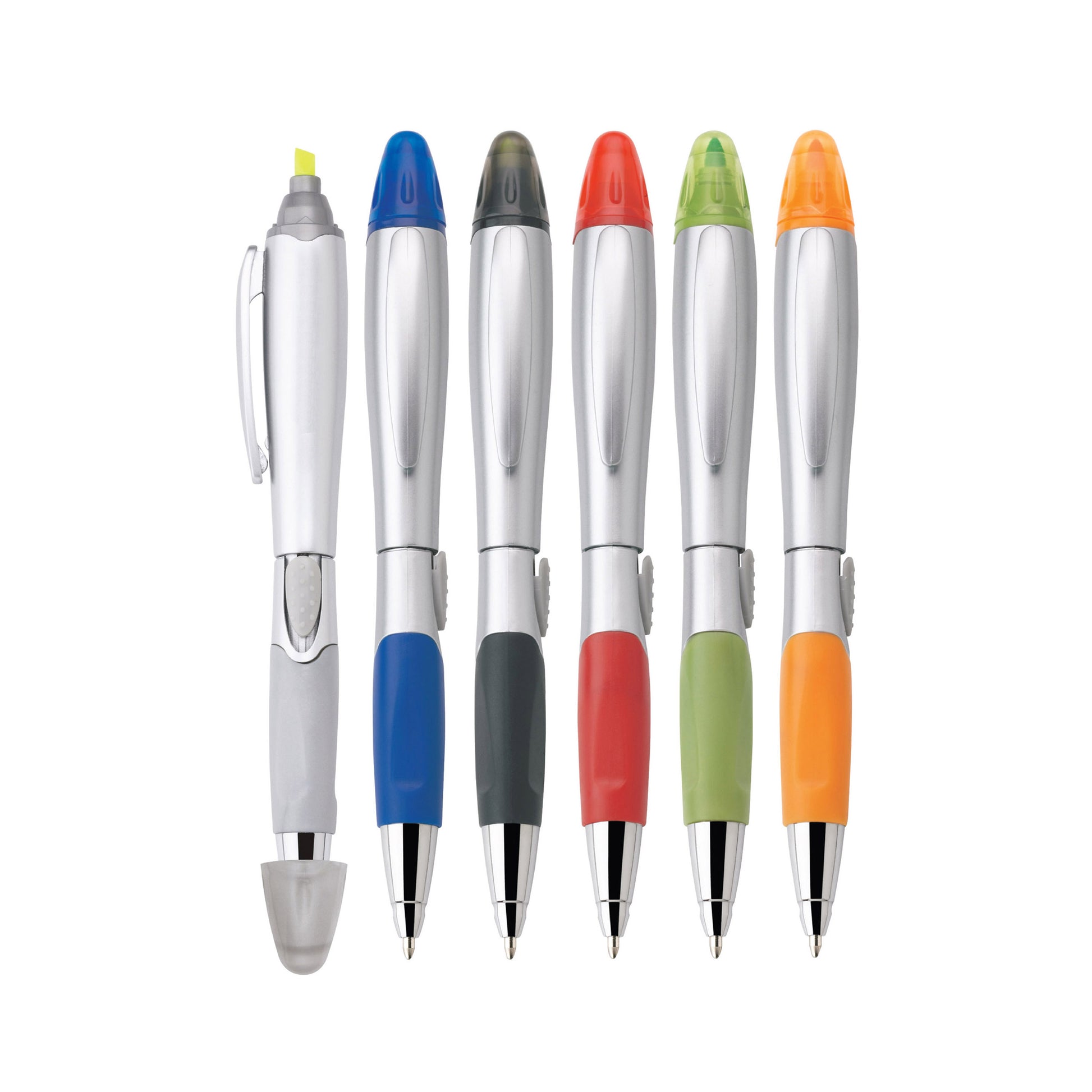 Silver blossom ballpoint pen/highlighter