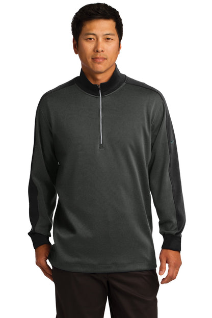 Front View of Anth Hthr/Blk Nike Dri-FIT 1/2-Zip Cover-Up. 578673  - XS
