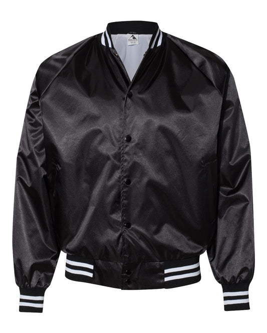 Unisex Satin Baseball Jacket Striped Trim - 3610