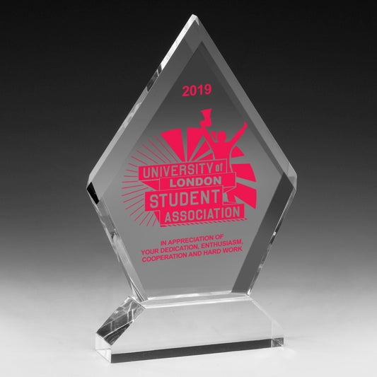 Multi-Faceted Acrylic Award - 6” x 7 1/2” - Screen Print