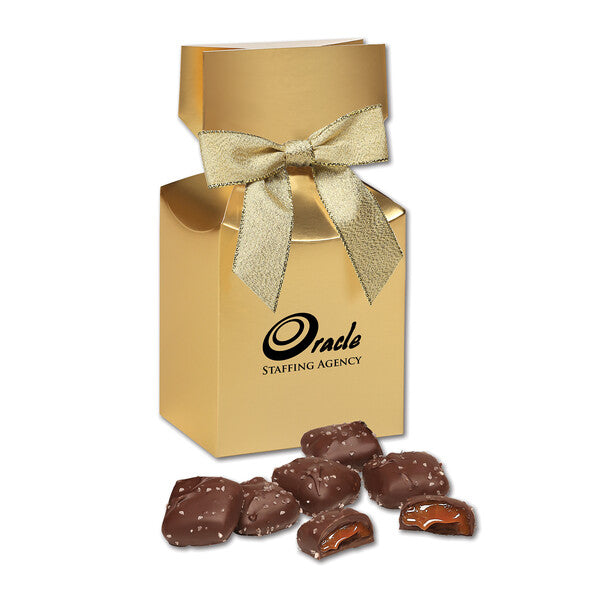Chocolate Sea Salt Caramels in Gold Premium Delights Gift Box
