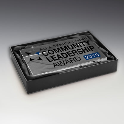 Glass Award Paperweight 5” x 3” x 3/4”