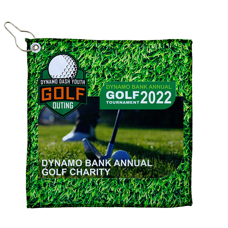 "THE WEDGE" Full Color Sublimation Recycled RPET 300 GSM Heavy Duty Golf Towel – 12” W x 12” H