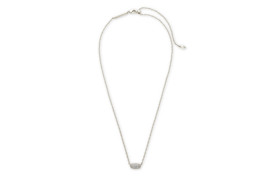 Kendra Scott Grayson Silver Pendant Necklace in White Crystal