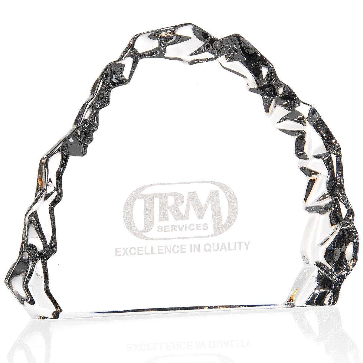 Front View of Clear MARIO CIONI Carved Crystal Award