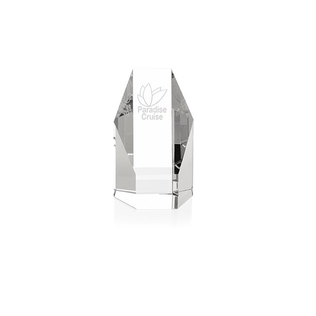 Front View of Clear JAFFA® Hexagonal Tower - 5"