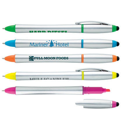 Front View of Yellow with Black Ink Good Value™ Stylus Highlighter-Pen Combo