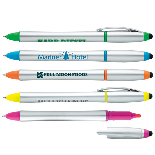 Front View of Yellow with Black Ink Good Value™ Stylus Highlighter-Pen Combo