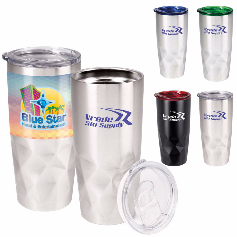 Black Tumbler with Blue Lid Glacial Diamonds Tumbler - 20 oz.