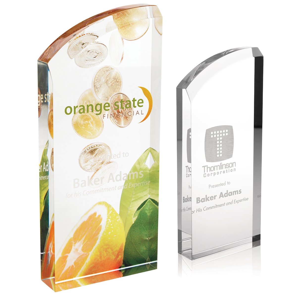 Front View of Clear JAFFA® Enterprise Curve Award