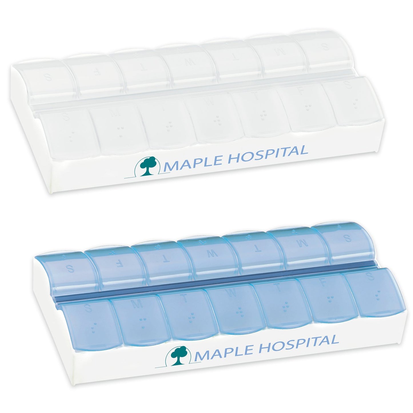 Frosty Blue AM/PM Jumbo Easy Scoop Pill Box