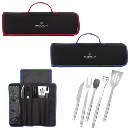 Front View of Red Koozie® Camp 5-piece BBQ Set