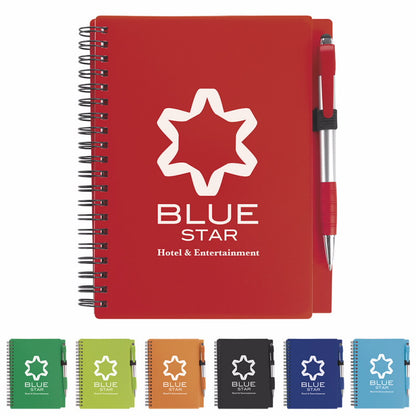 Front View of Blue Good Value™ Combo Notebook with Element Stylus Pen