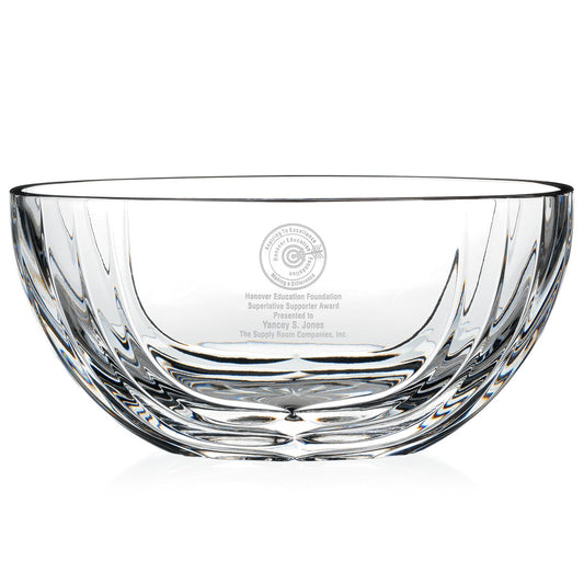 Front View of Clear MARIO CIONI Large Sculpted Oval Bowl