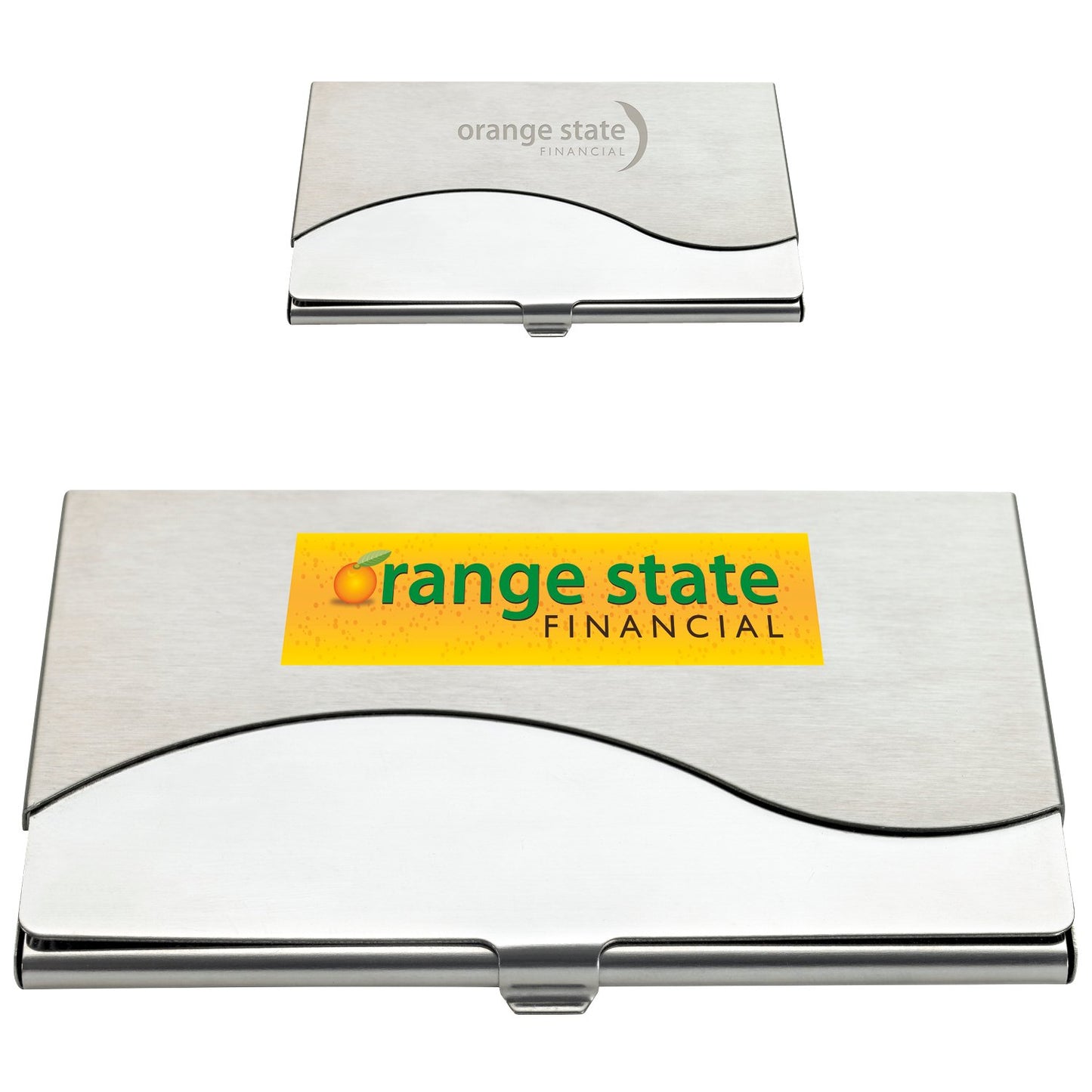 Front View of Silver Good Value™ Premium Business Card Holder