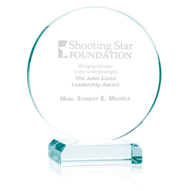 Front View of Jade JAFFA® Round Award - Large