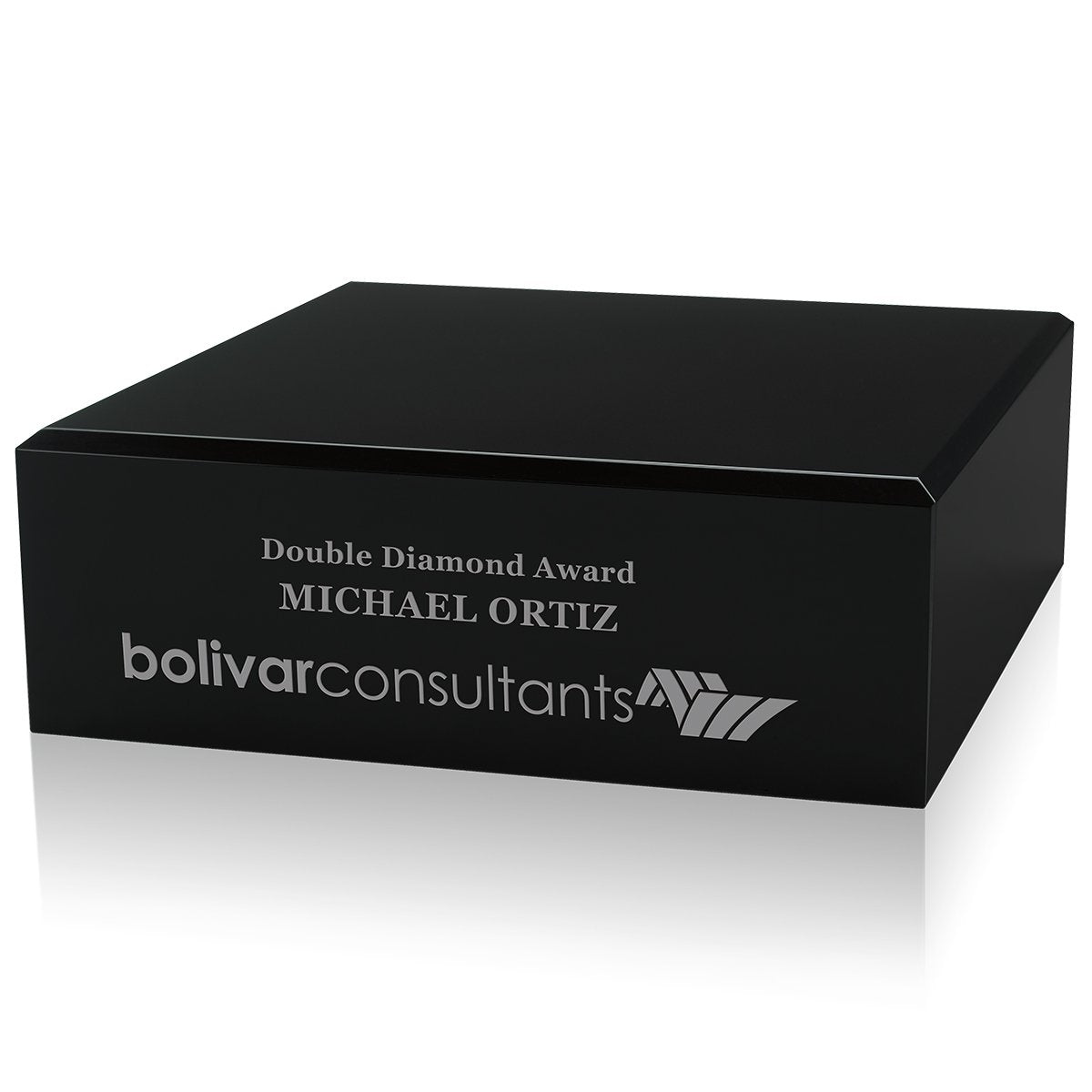 Front View of Black JAFFA® Square Black Glass Base