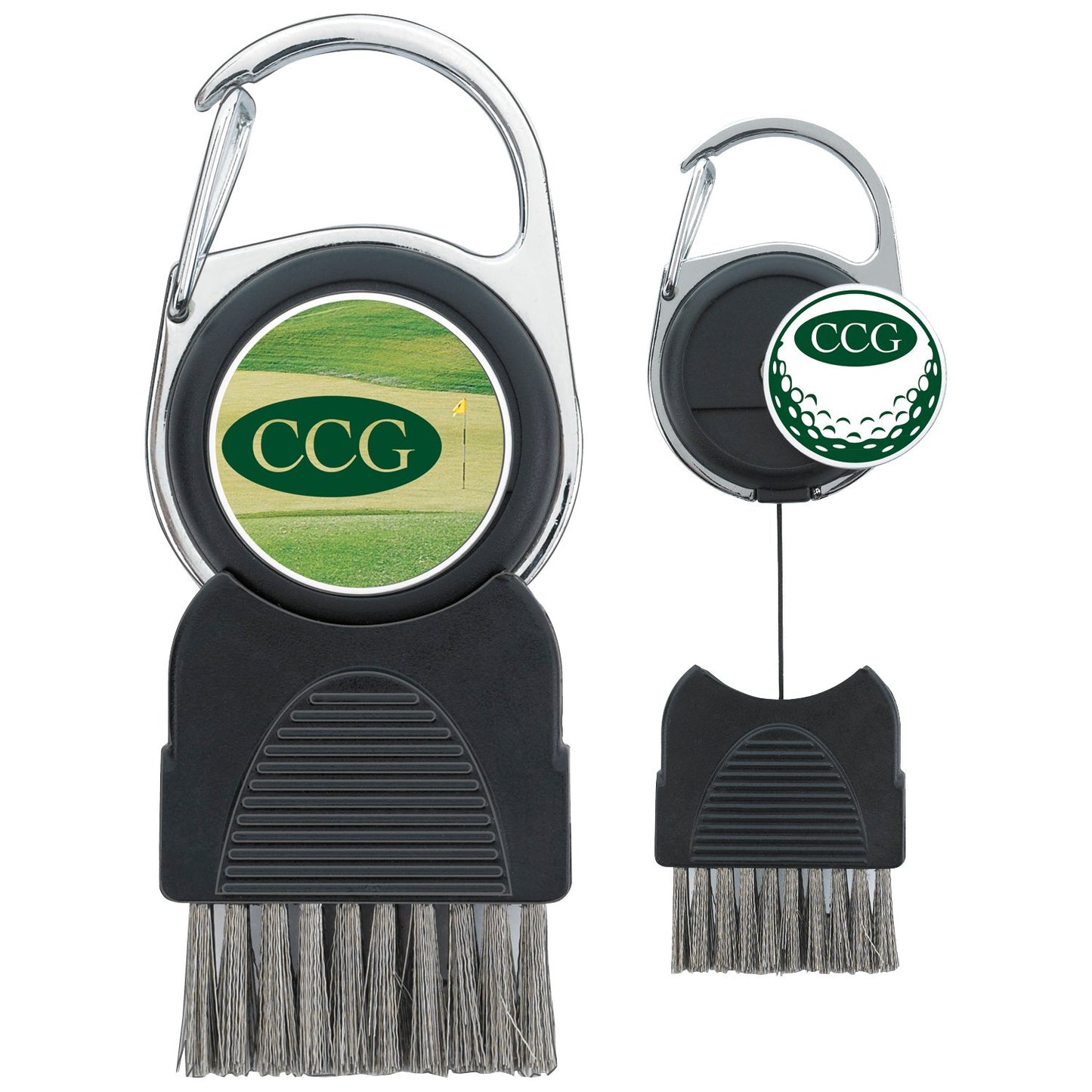 BALLMARKER.WHITE.BRUSH.BLACK Good Value™ Golf Club Brush with Ball Marker