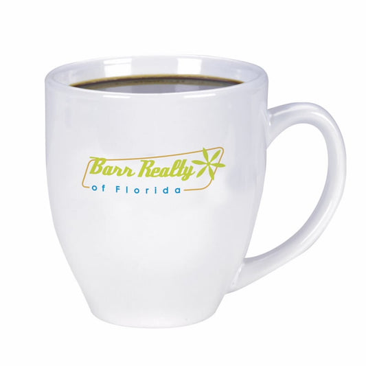 Front View of White Shiny Bistro Mug - 15 oz. (white)