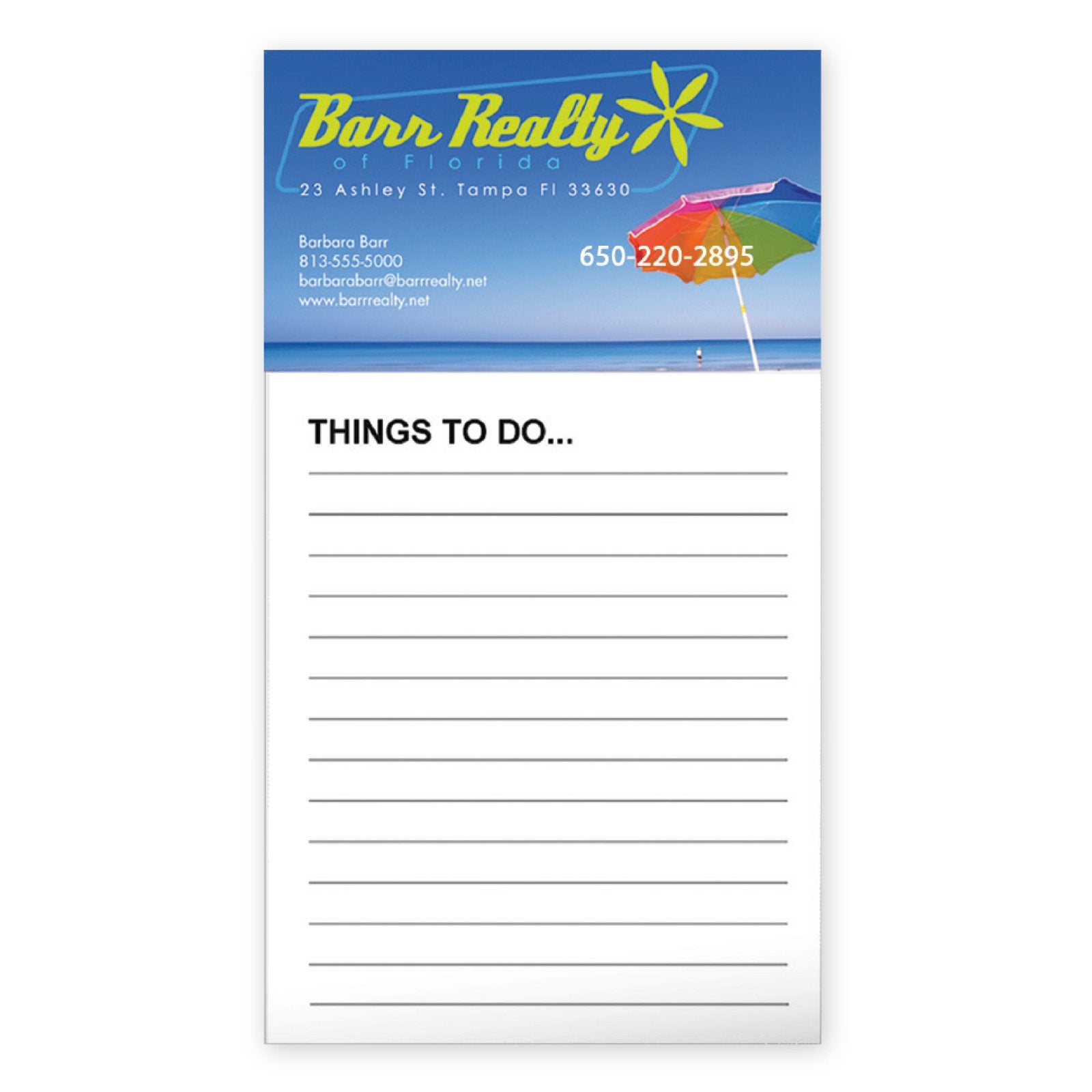 Front View of Blank Good Value™ Business Card Magnet with 50-Sheet Notepad