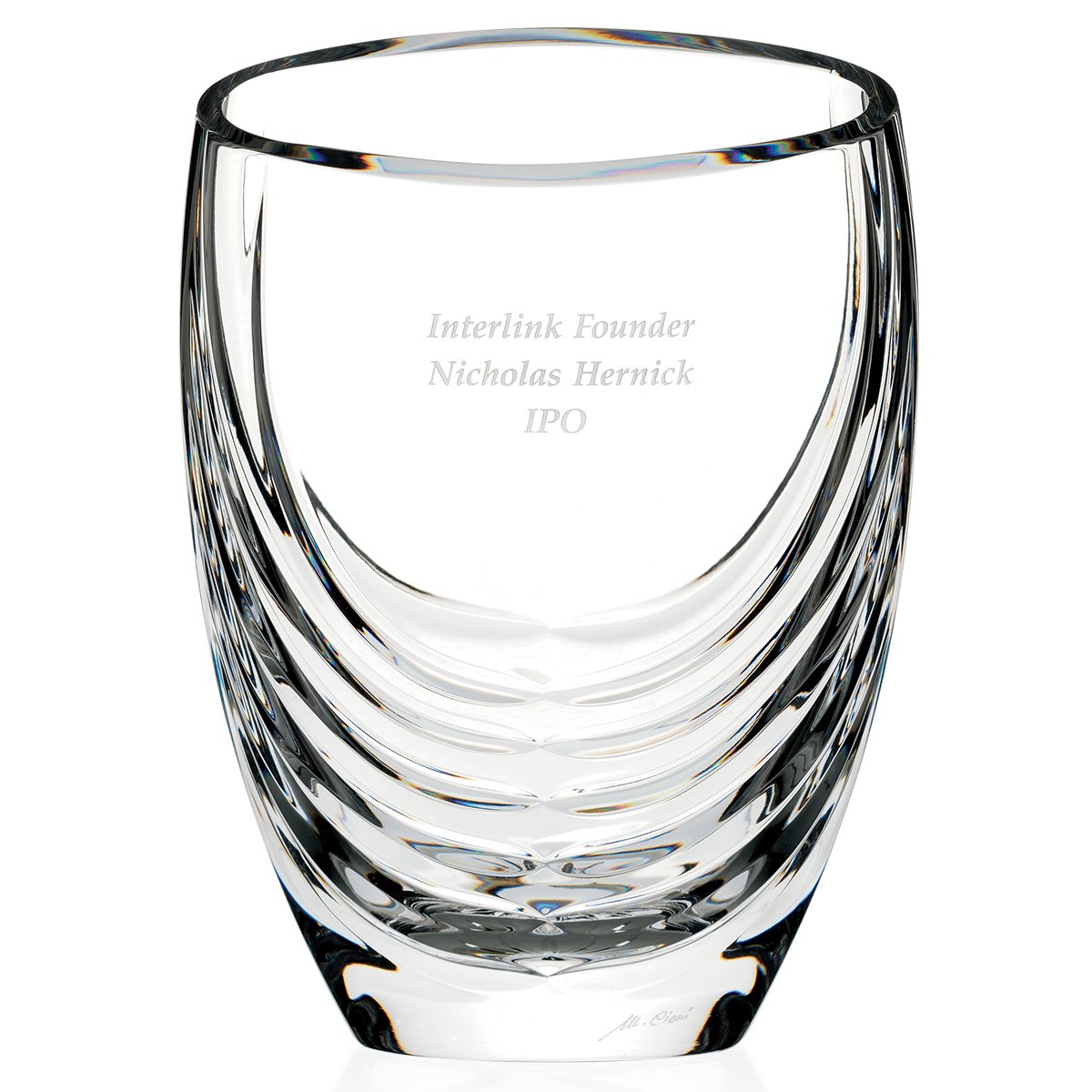 Front View of Clear MARIO CIONI Siena Clear Crystal Vase