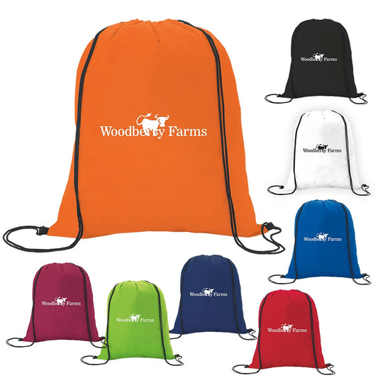 Outside View of Red Good Value™ Non-Woven Drawstring Backpack