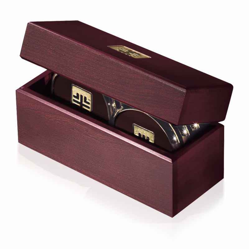 Front View of Cherry JAFFA® Six Coasters with Solid Cherry Chest