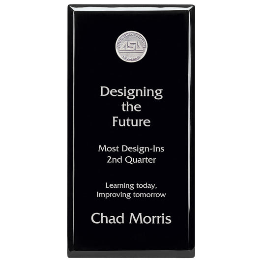 Front View of Black JAFFA® Black Plaque - 6" x 12"