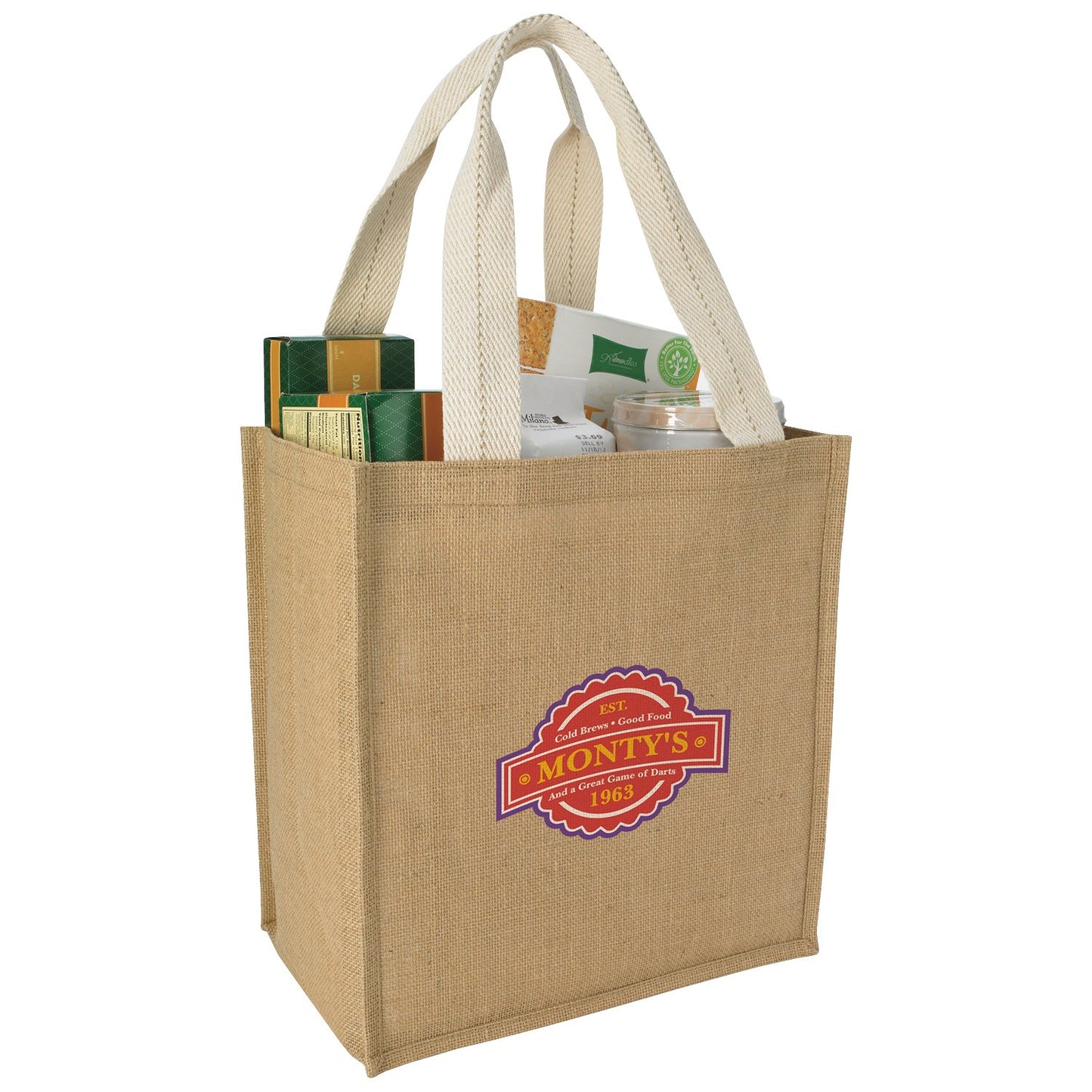Front View of Natural Good Value™ Jute Grocery Tote