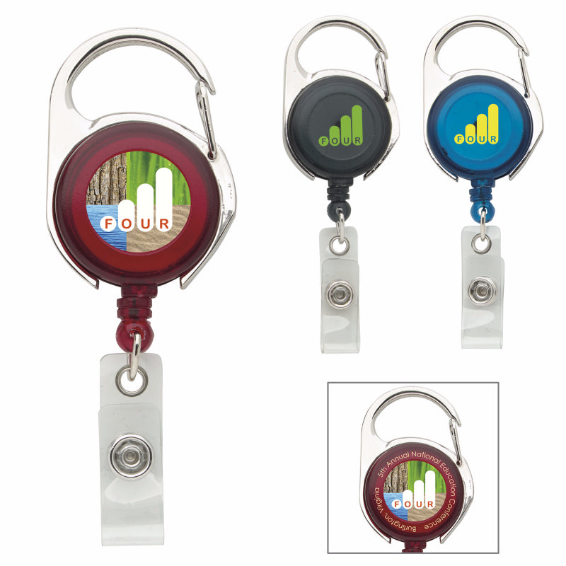 Translucent Blue Carabiner Badge Holder