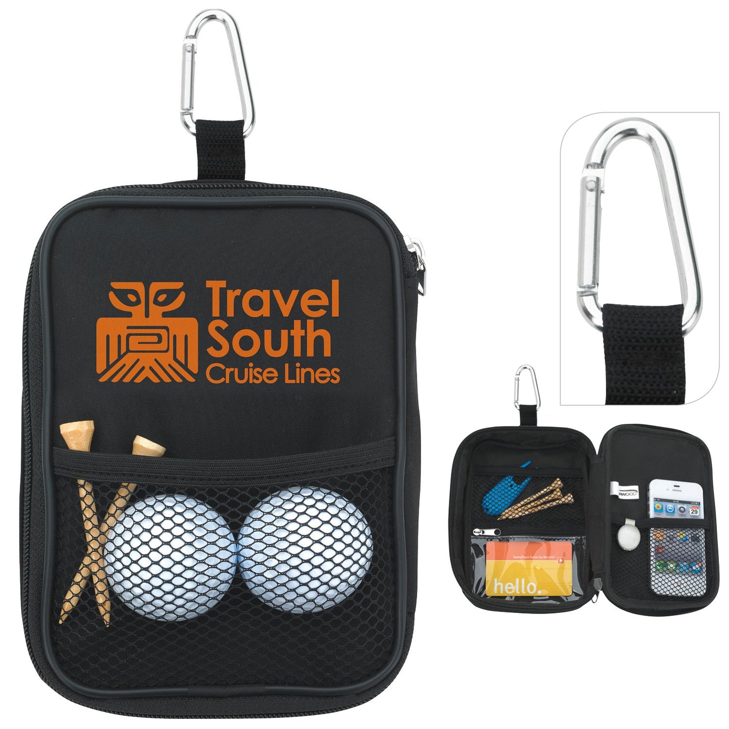 Front View of BAG.62071.ZIPPERED.VALUABLES POUCH.BLACK Valuables Zippered Pouch