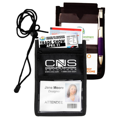 "Overachiever" 8 Function Tradeshow Bagdeholder, Neck Wallet, and Travel Passport and Boarding Pass