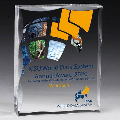 Laser Engraved Scalloped Acrylic Paperweight Awards - 4” x 5” x 1”