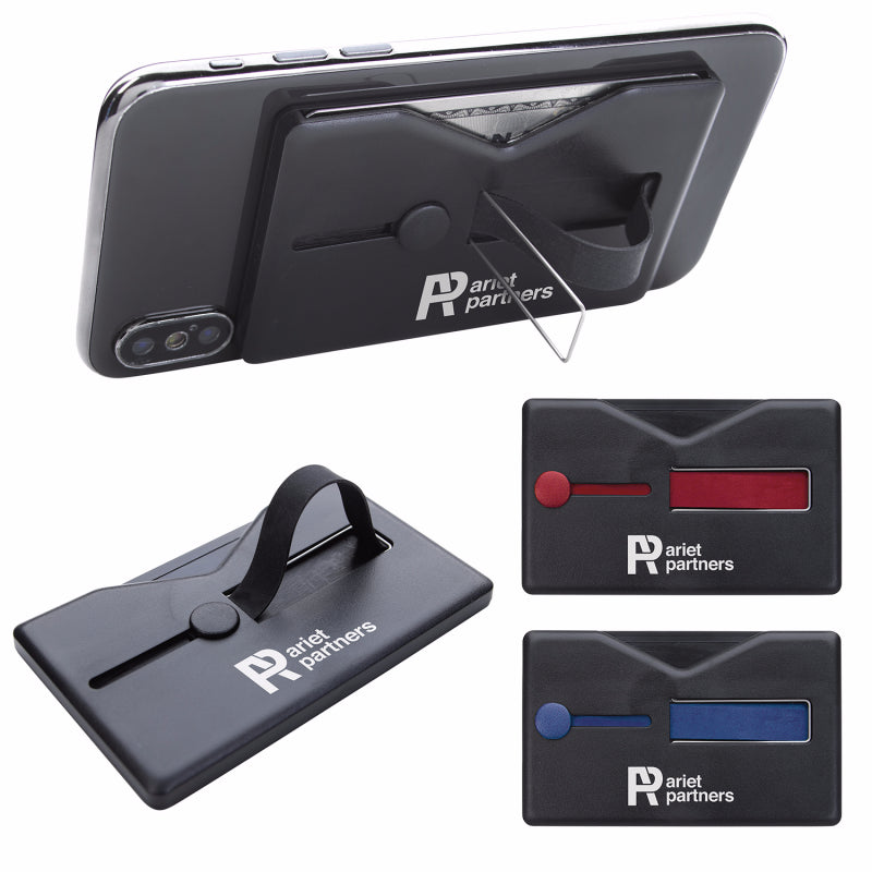 Black Comfort Grip RFID Phone Wallet with Stand
