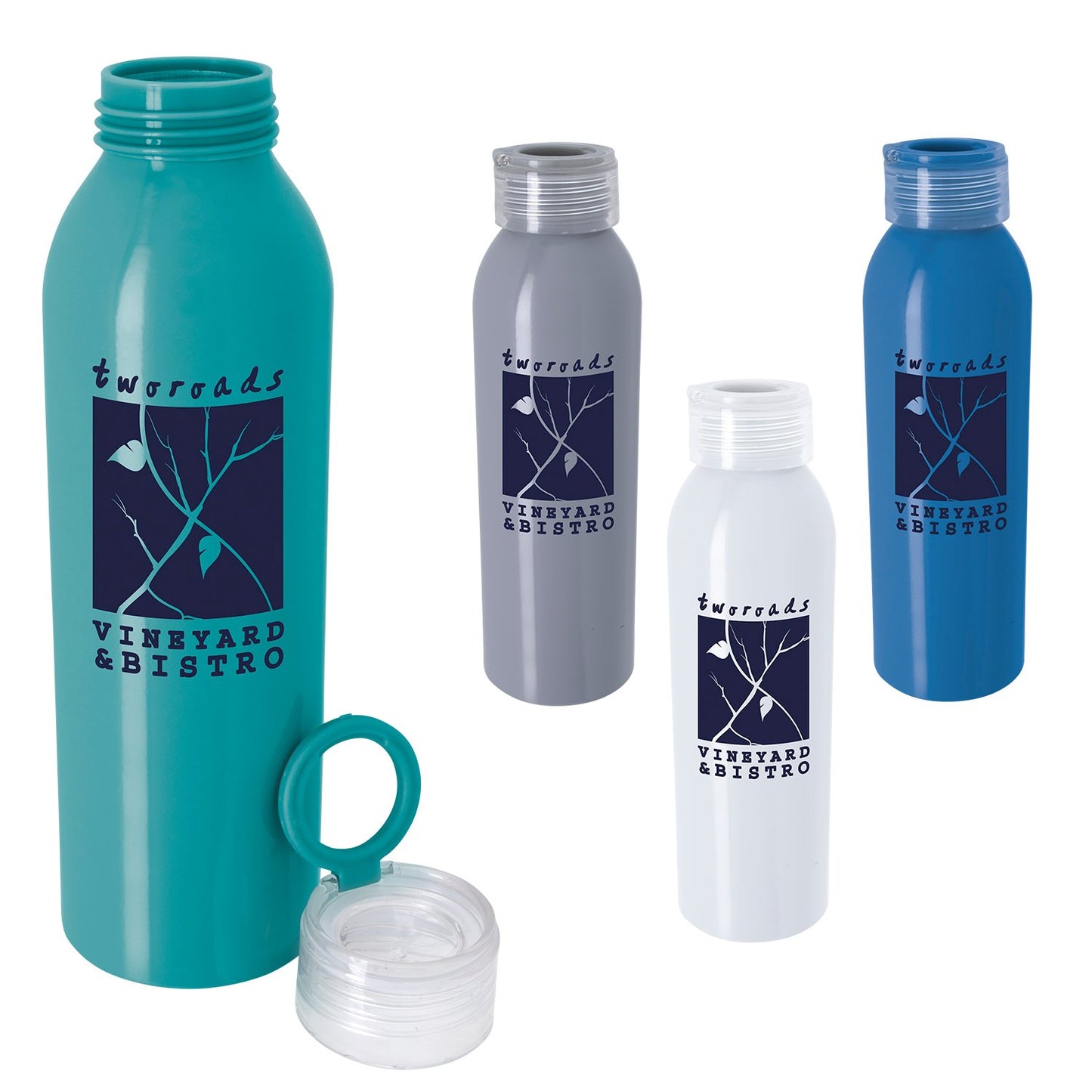 Front View of Blue Good Value™ Serene Aluminum Bottle - 22 oz.