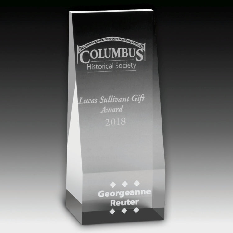 Laser Engraved Angled Obelisk Award - 6"
