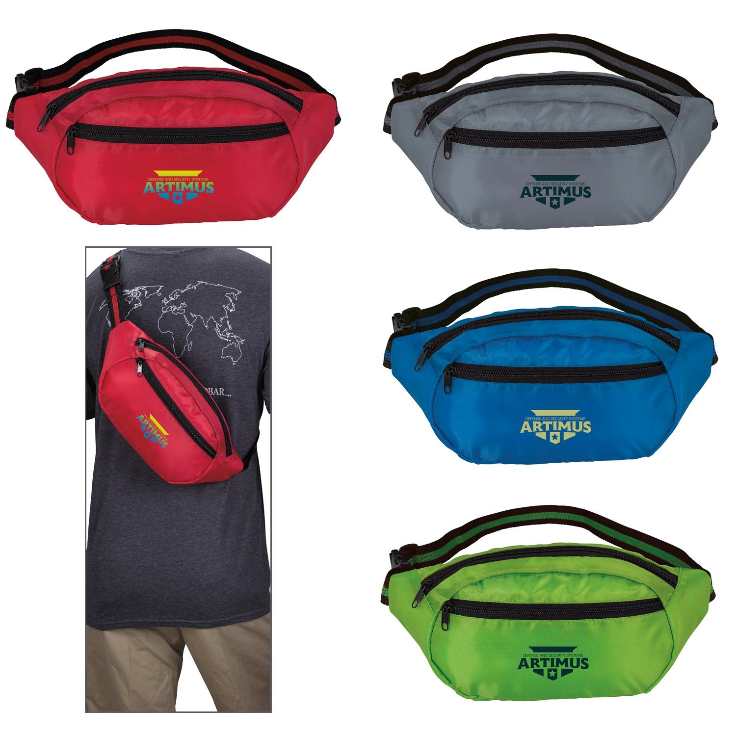 Outside View of Charcoal Good Value™ Oval Fanny Pack