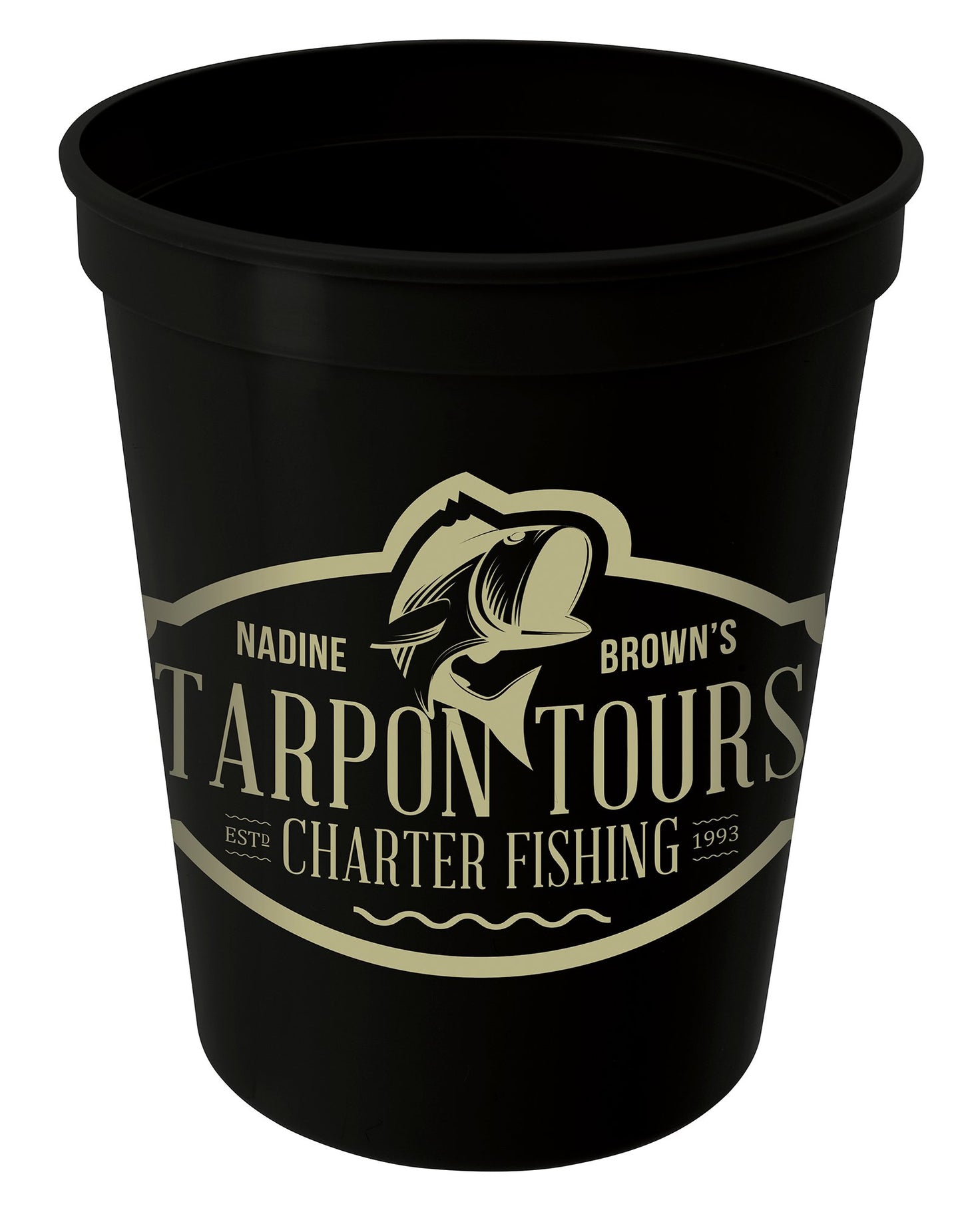 Front View of Black Good Value™ Stadium Cup - 16 oz.