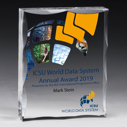 Screen Printed Scalloped Acrylic Paperweight Awards - 4” x 5” x 1”