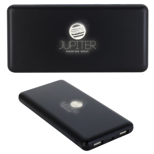 Front View of Black Good Value™ Light-Up Logo Power Bank 10,000 mAh