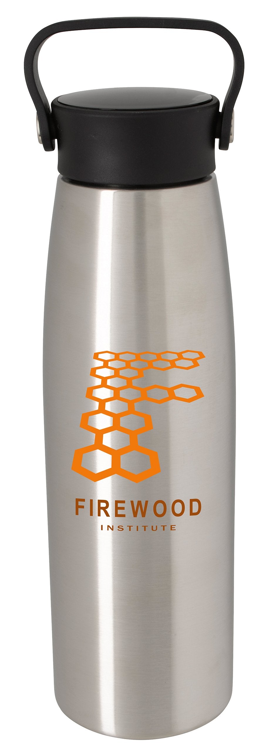 Front View of Silver Good Value™ Rene Vacuum Bottle with Hanger - 19 oz.